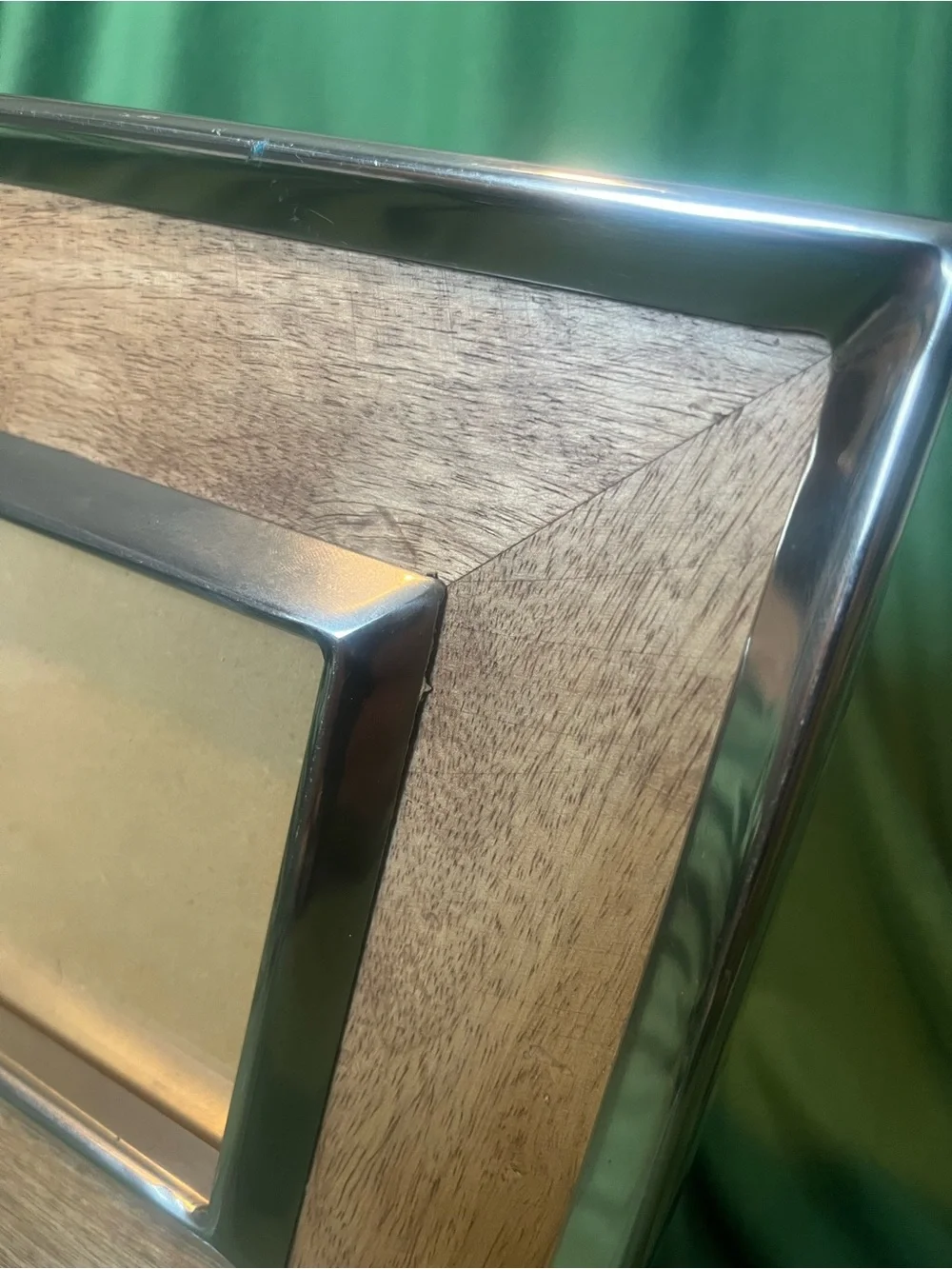 Pottery Barn Brushed Nickel & Wood Picture Frame | Discontinued | Modern Decor